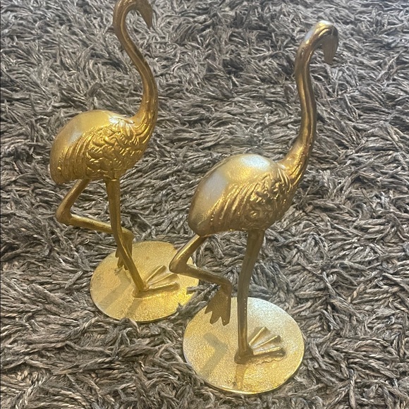 Set of 2 Gold Flamingo Figurines - Picture 3 of 8